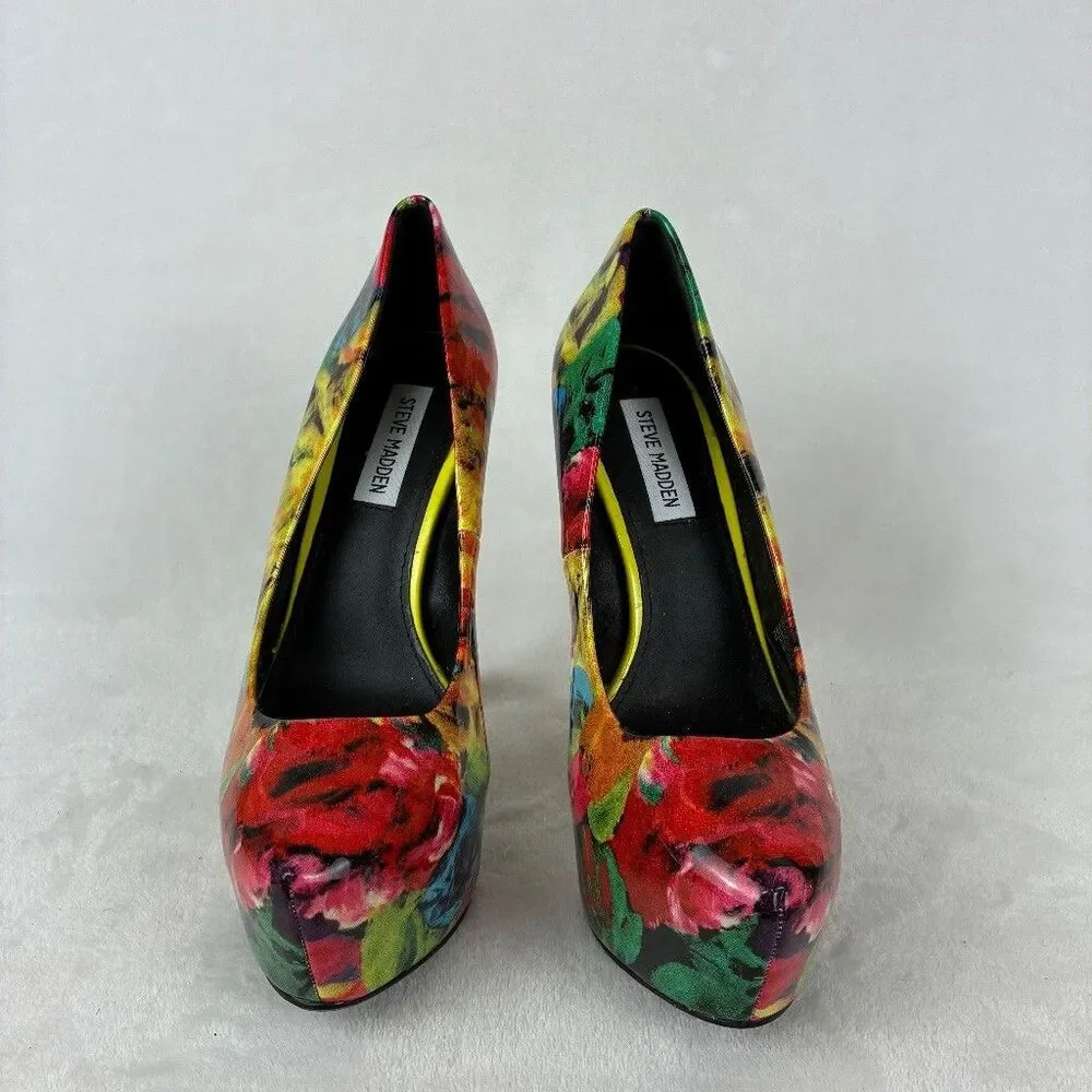 Steve Madden Dejavu Floral Platform Stiletto Heels Women’s Size 8.5 Pumps Garden